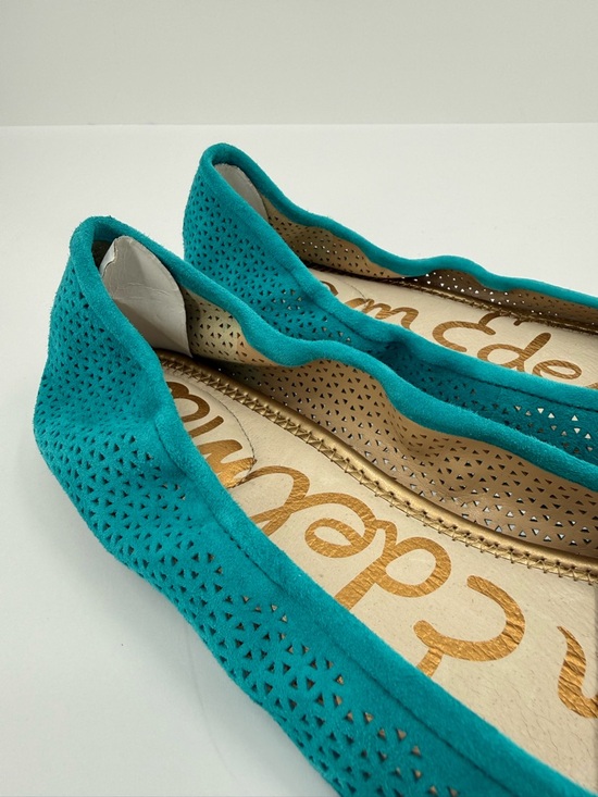 Sam Edelman Felicia 2 Cutout Perforated Leather Ballet Flat in Teal Size 11 - Picture 4 of 8